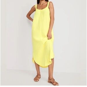 Old Navy Women's Yellow Summer Midi Tank Dress Small Tall Boho Festival Flowy